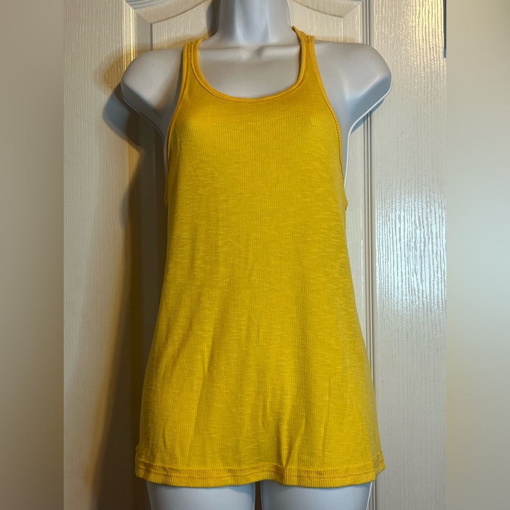 Free People Yellow‎ Racerback Ribbed Tank Top - Size Small ☀️🌊